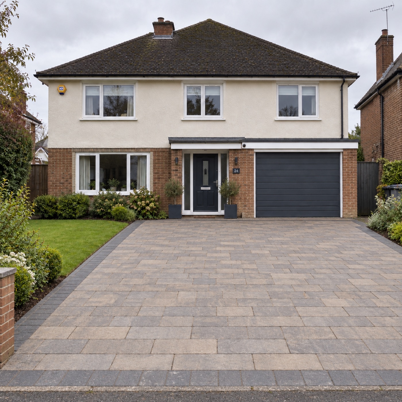 Completed block-paving driveway at a UK home